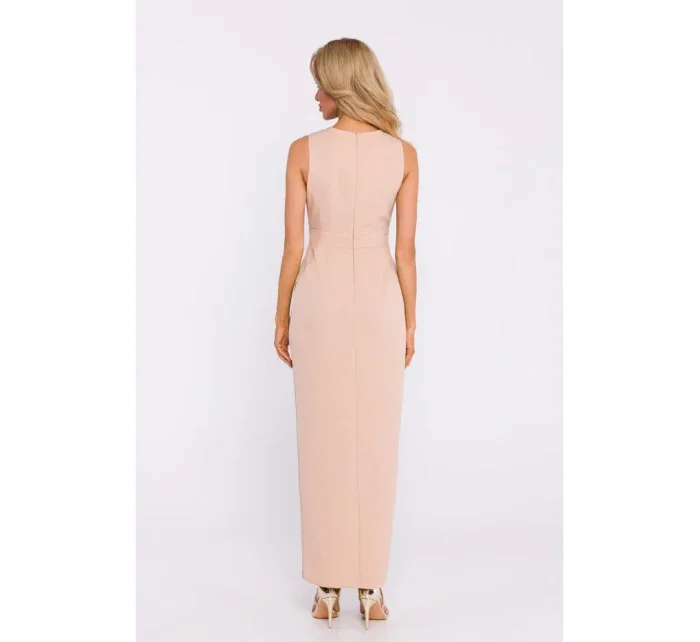 M835 Maxi šaty zo zmiešanej látky - béžové