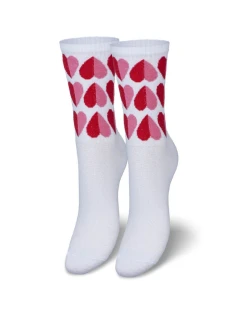 Dámske ponožky so srdiečkami - biele