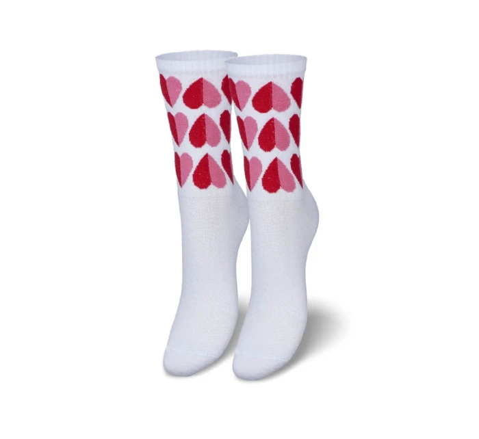 Dámske ponožky so srdiečkami - biele