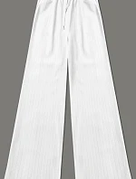 Dámske biele pruhované nohavice so širokými nohavicami (18629)