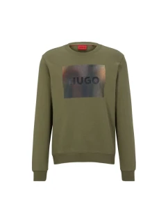 Hugo Boss Pánska bavlnená pletená mikina s potlačou Green (50488906-345) Pánske