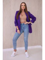 Bunda s klopou elegantní tmavě fialová Bunda s klopou elegantní tmavě fialová