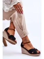 Sandały Damskie Na Koturnie Czarne Daphne Sandały Damskie Na Koturnie Czarne Daphne