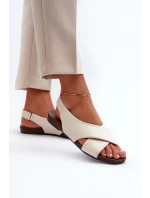 Zazoo 40407 Sandały Skórzane Damskie Jasnobeżowe Zazoo 40407 Sandały Skórzane Damskie Jasnobeżowe