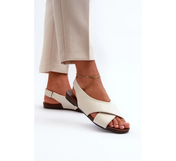 Zazoo 40407 Sandały Skórzane Damskie Jasnobeżowe Zazoo 40407 Sandały Skórzane Damskie Jasnobeżowe