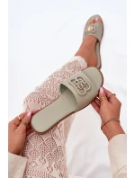 Ploché Dámské Pantofle S Ozdobným Detalem Zelené model 21699585 - Boto