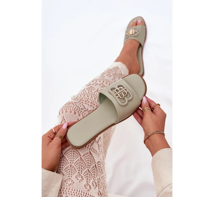 Ploché Dámské Pantofle S Ozdobným Detalem Zelené model 21699585 - Boto