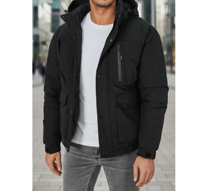 Pánská zimní bunda s kapucí černá model 21994722 - Dstreet