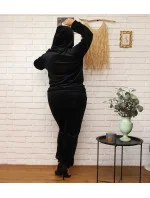 Čierna dámska tepláková súprava plus size s kapucňou na zips (8216)