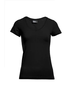 Promodoro 3086 Dámske tričko Slim Fit s výstrihom do V 40.3086 čierne