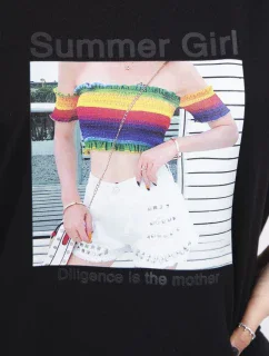Blúzka s potlačou Summer Girl čierna