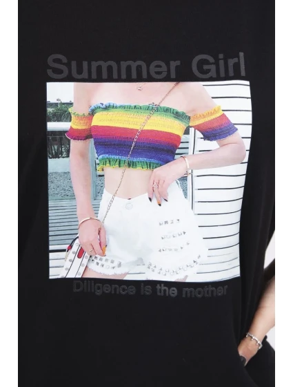 Blúzka s potlačou Summer Girl čierna