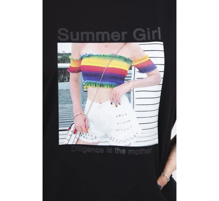 Blúzka s potlačou Summer Girl čierna