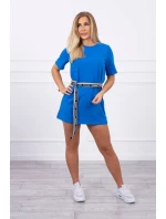 Šaty s ozdobným pruhom nevädzovo modrej farby Šaty s ozdobným pruhom nevädzovo modrej farby