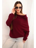 Dámsky asymetrický viskózový sveter batwing slivka