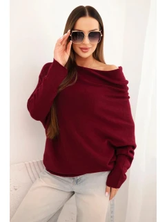 Dámsky asymetrický viskózový sveter batwing slivka
