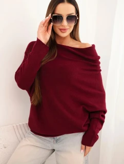 Dámsky asymetrický viskózový sveter batwing slivka