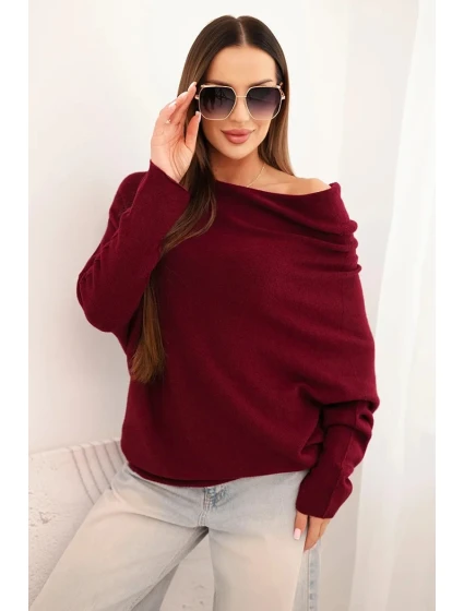 Dámsky asymetrický viskózový sveter batwing slivka