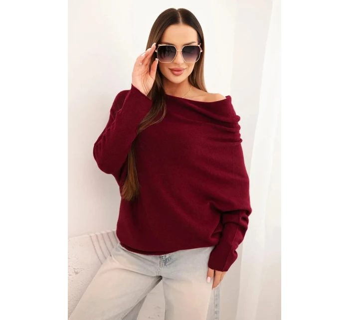 Dámsky asymetrický viskózový sveter batwing slivka