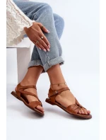 Zazoo 40182 Skórzane Sandały Damskie Brązowe