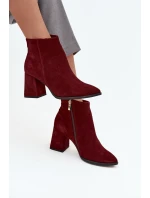 Dámské boty na podpatku se zlatým detailem Čokoládové model 21712915 - Zazoo