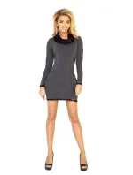 Dámske šaty s vreckami, dlhým rukávom a rolákom tmavo šedé - Tmavo šedá - Numoco