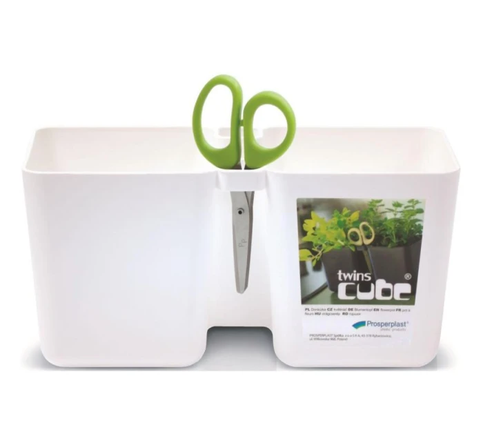 Kvetináč s bylinkami TWINS CUBE WITH CUTLERY WHITE