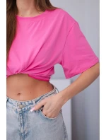 Dámská bavlněná basic halenka s krátkým rukávem růžová