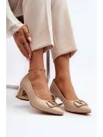 Eleganckie Czółenka Z Ozdobą Laura Messi 2740 Beżowe