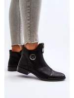 Damskie Botki Na Płaskim Obcasie Z Zamkiem Czarne Loratie Damskie Botki Na Płaskim Obcasie Z Zamkiem Czarne Loratie
