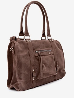 Velká taška z imitace semiše Taupe model 22220945 - Flora&Co