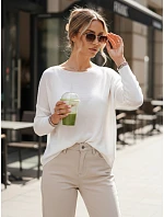 Dámský oversize hladký svetr ecru Dstreet model 21986085 - FashionStreet