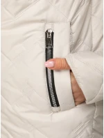 Dámska prešívaná prechodná bunda s kapucňou svetlo sivá FashionStreet TY5610