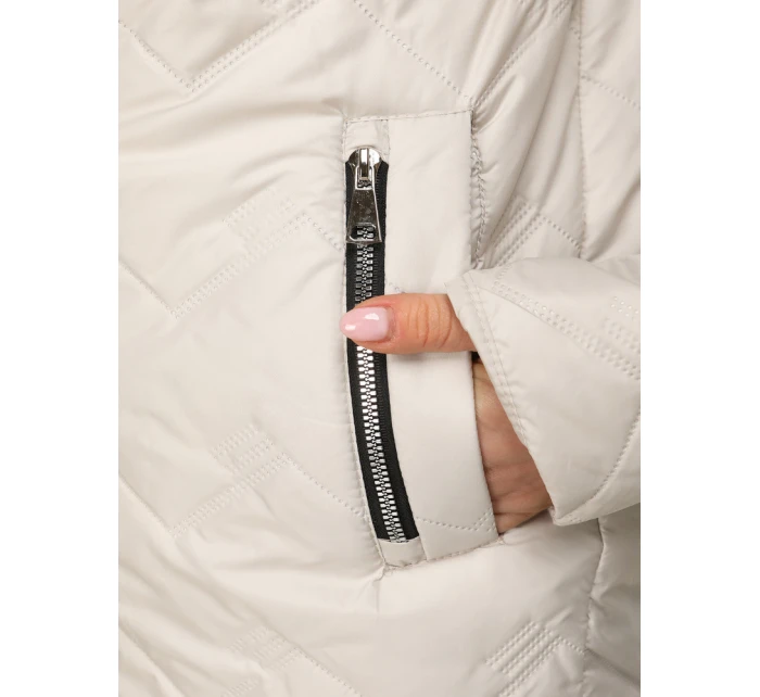 Dámska prešívaná prechodná bunda s kapucňou svetlo sivá FashionStreet TY5610