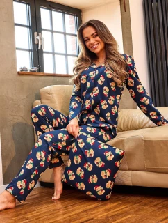 pyžamo model 21416873 Teddy 5 délka/r Vánoce S2XL dámské rozepínací - Cornette