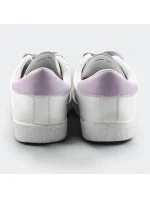 Bielo-fialové dámske tenisky trampky z rôznych spojených materiálov (1088)