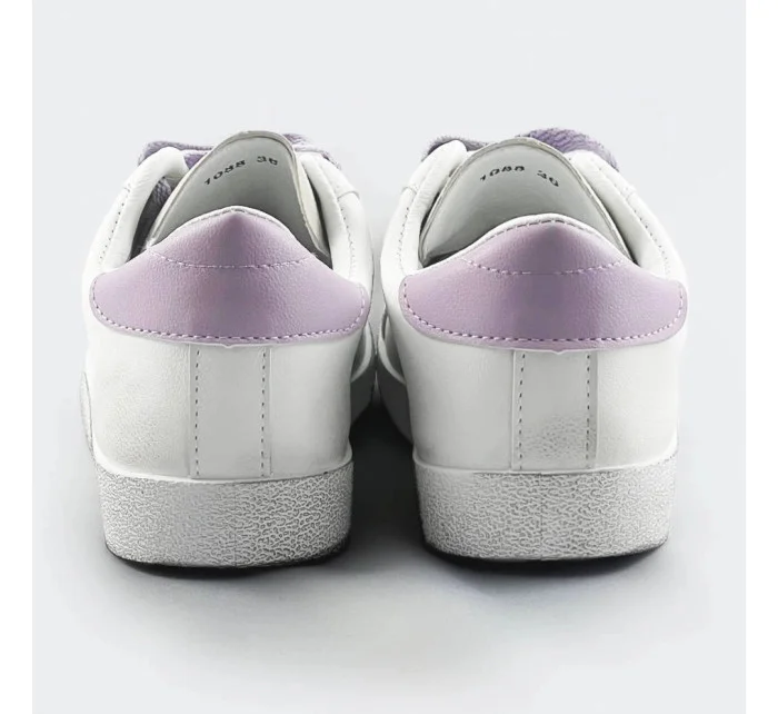 Bielo-fialové dámske tenisky trampky z rôznych spojených materiálov (1088)