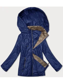 Dámska prešívaná bunda s odnímateľnou kapucňou S'West tmavomodrá (B8356-72)