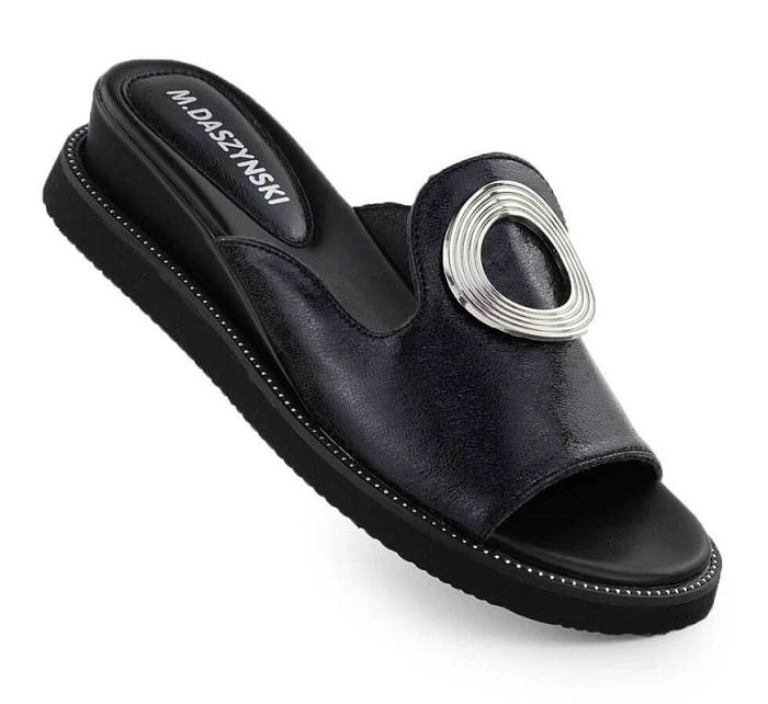 Dámské žabky na nízkém podpatku černé M.Daszynski