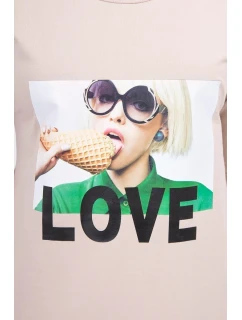 Šaty s potlačou Love béžovej