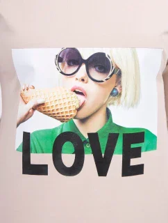 Šaty s potiskem Love béžové