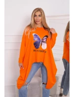 Oversize halenka s potiskem oranžová Oversize halenka s potiskem oranžová