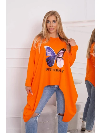 Oversize halenka s potiskem oranžová Oversize halenka s potiskem oranžová