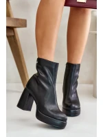 Členkové topánky s prírodným koženým podpätkom GOE čierne Členkové topánky s prírodným koženým podpätkom GOE čierne