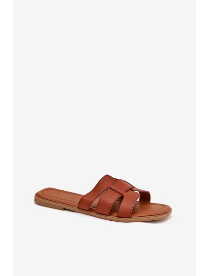 Dámske papuče na nízkom podpätku - ťava Mirona