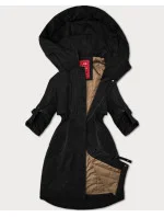 Čierna dámska bunda s vyhrnutými rukávmi LHD (LHD-24591) Čierna dámska bunda s vyhrnutými rukávmi LHD (LHD-24591)