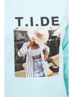 Halenka s potiskem model 18744210 v mátové barvě - K-Fashion Halenka s potiskem model 18744210 v mátové barvě - K-Fashion