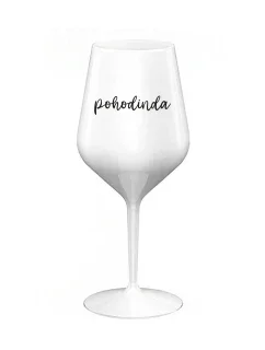 POHODINDA - bílá nerozbitná sklenice na víno 470 ml