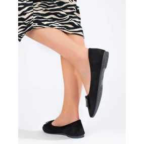 Zajímavé černé dámské baleríny bez podpatku Zajímavé černé dámské baleríny bez podpatku