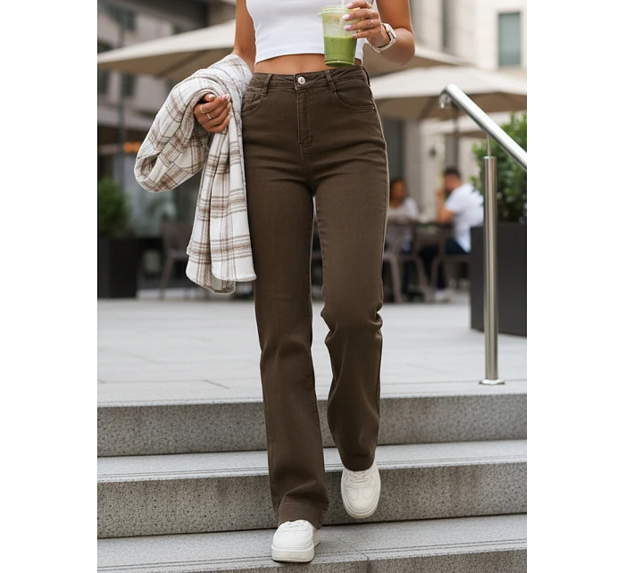 Jeansy damskie wide leg brązowe model 22123831 - FashionStreet